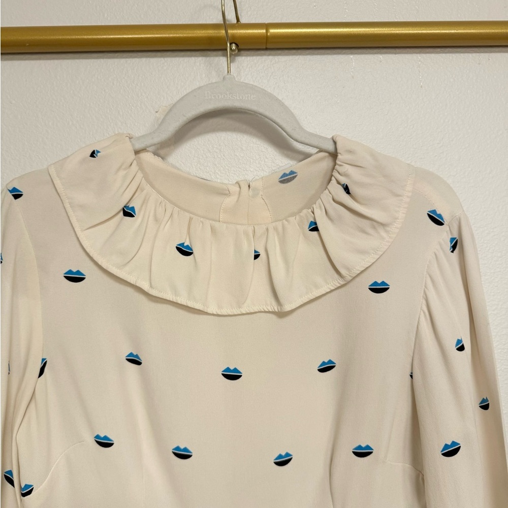Lykke Wullf Vintage Lips Kirstie Ruffle Top Women’s Sz M blouse - Picture 5 of 9
